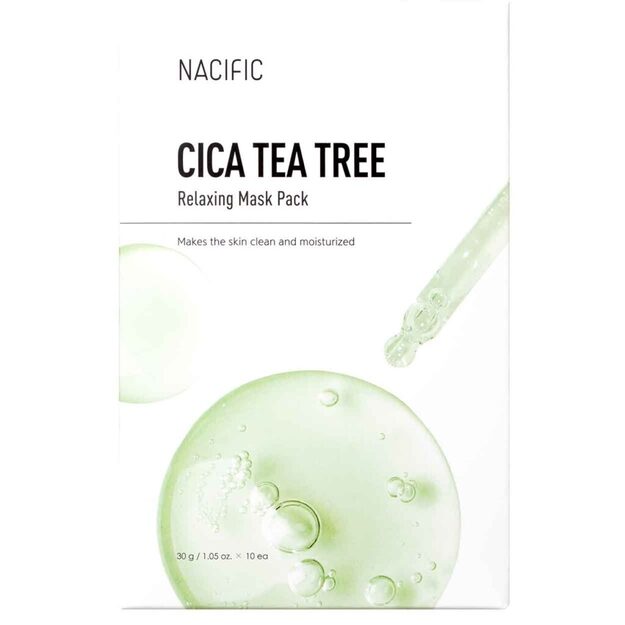 NACIFIC Cica Tea Tree Relaxing Mask atpalaiduojanti lakštinė veido kaukė